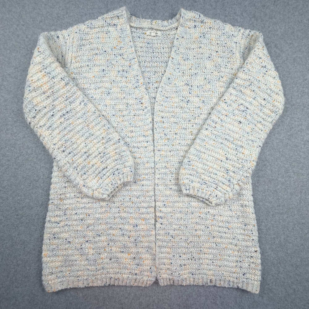 Maurices Confetti Knit Open Front Cardigan Sweater White Blue Orange Small